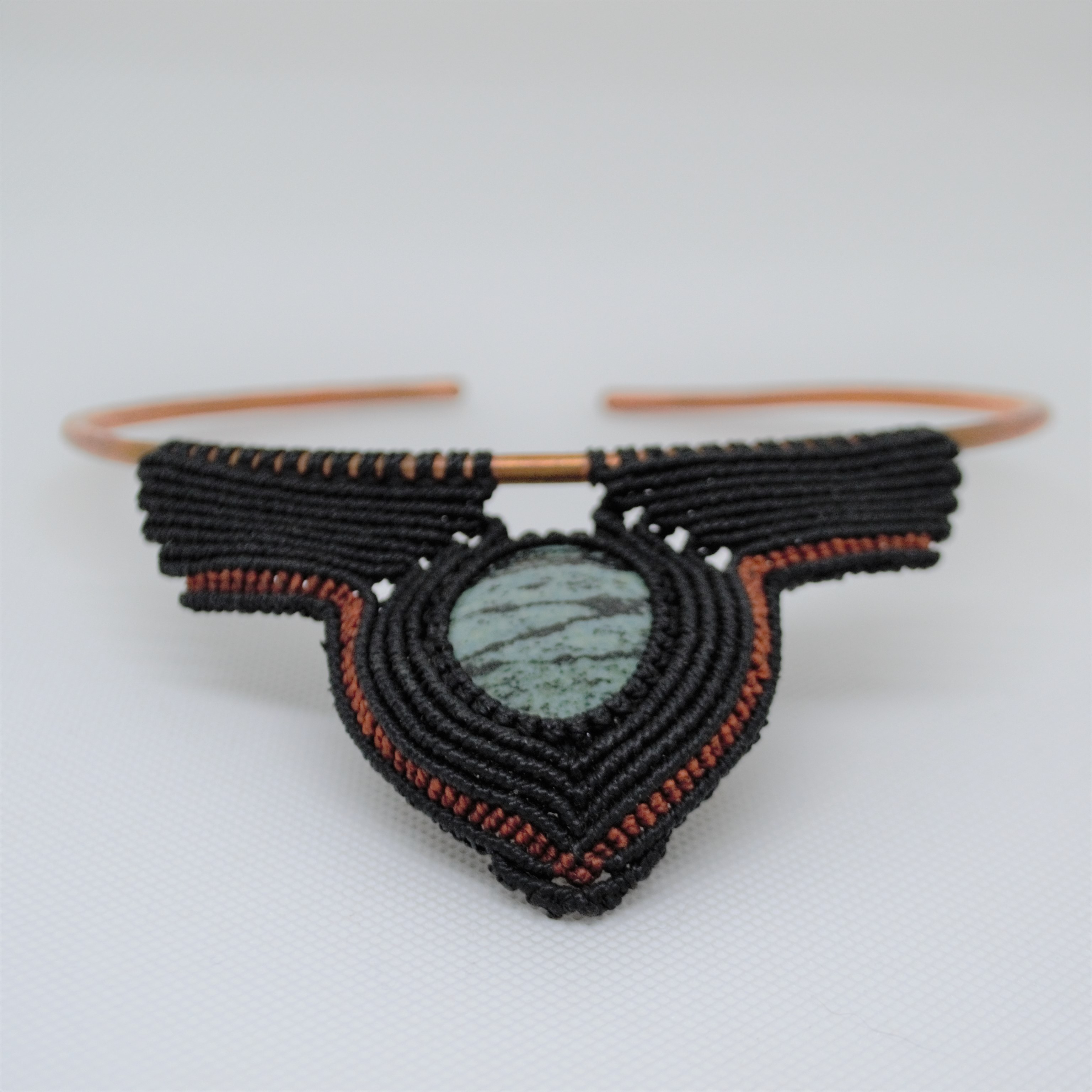 Copper torque with green zebra jasper