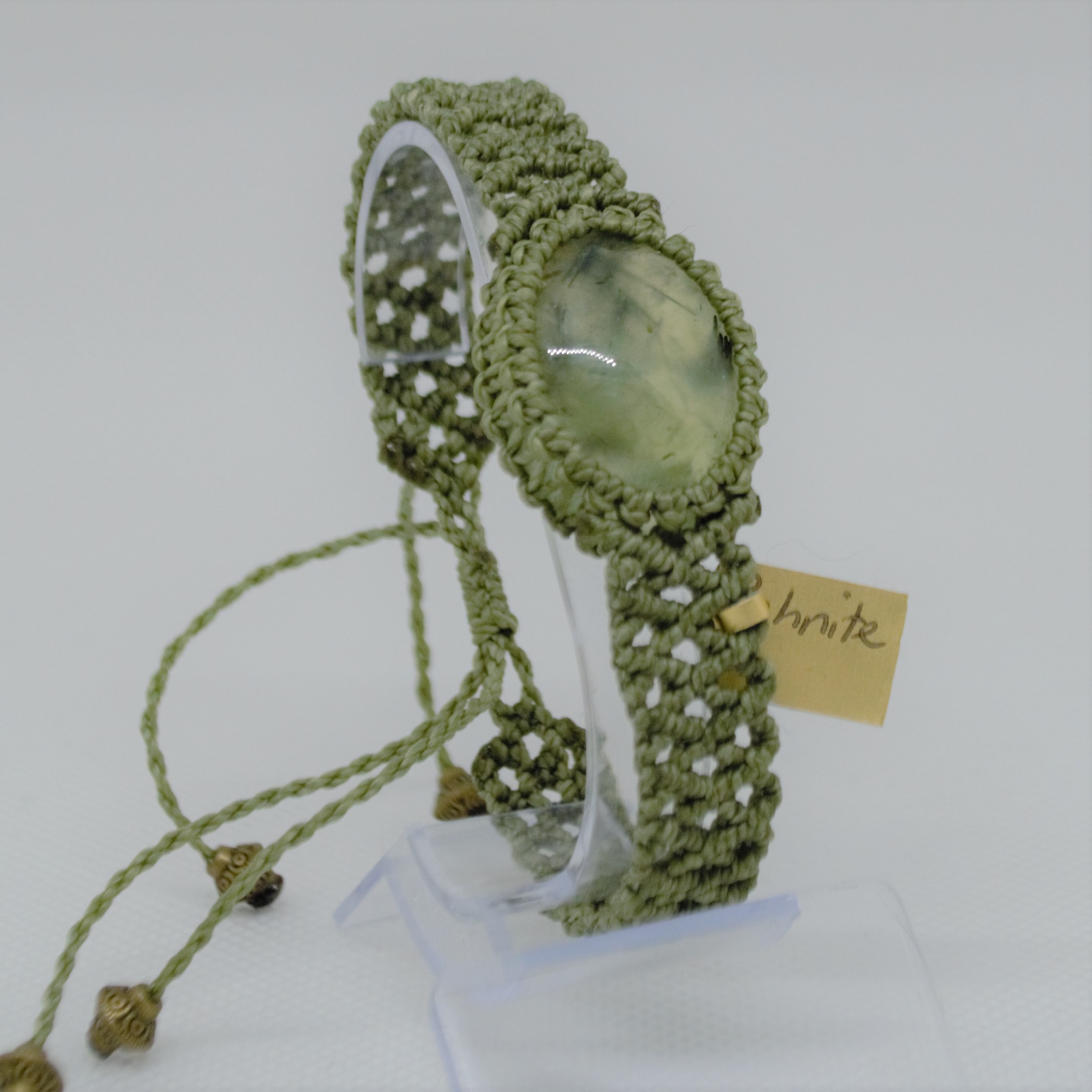Crisscross cuff with prehnite