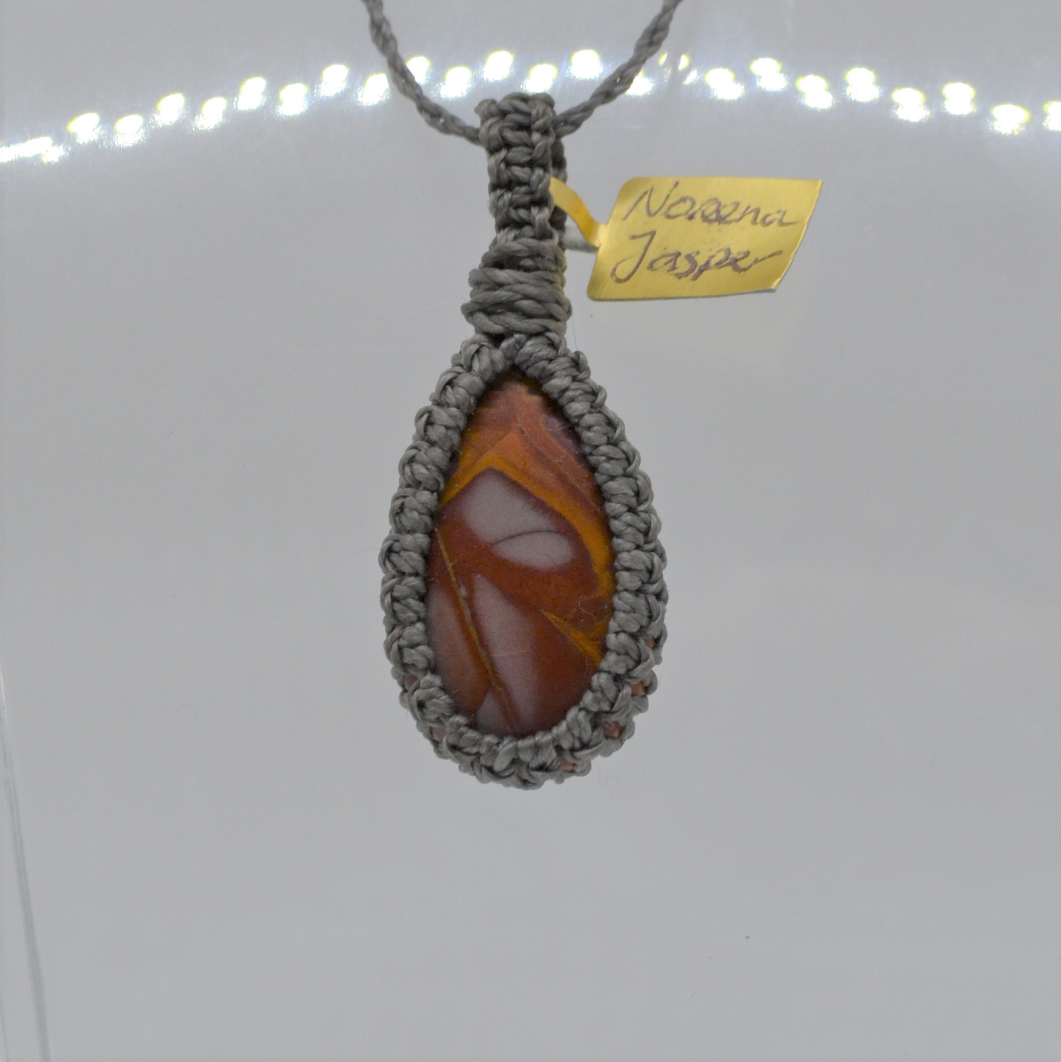 Noreena jasper pendant in grey knotwork