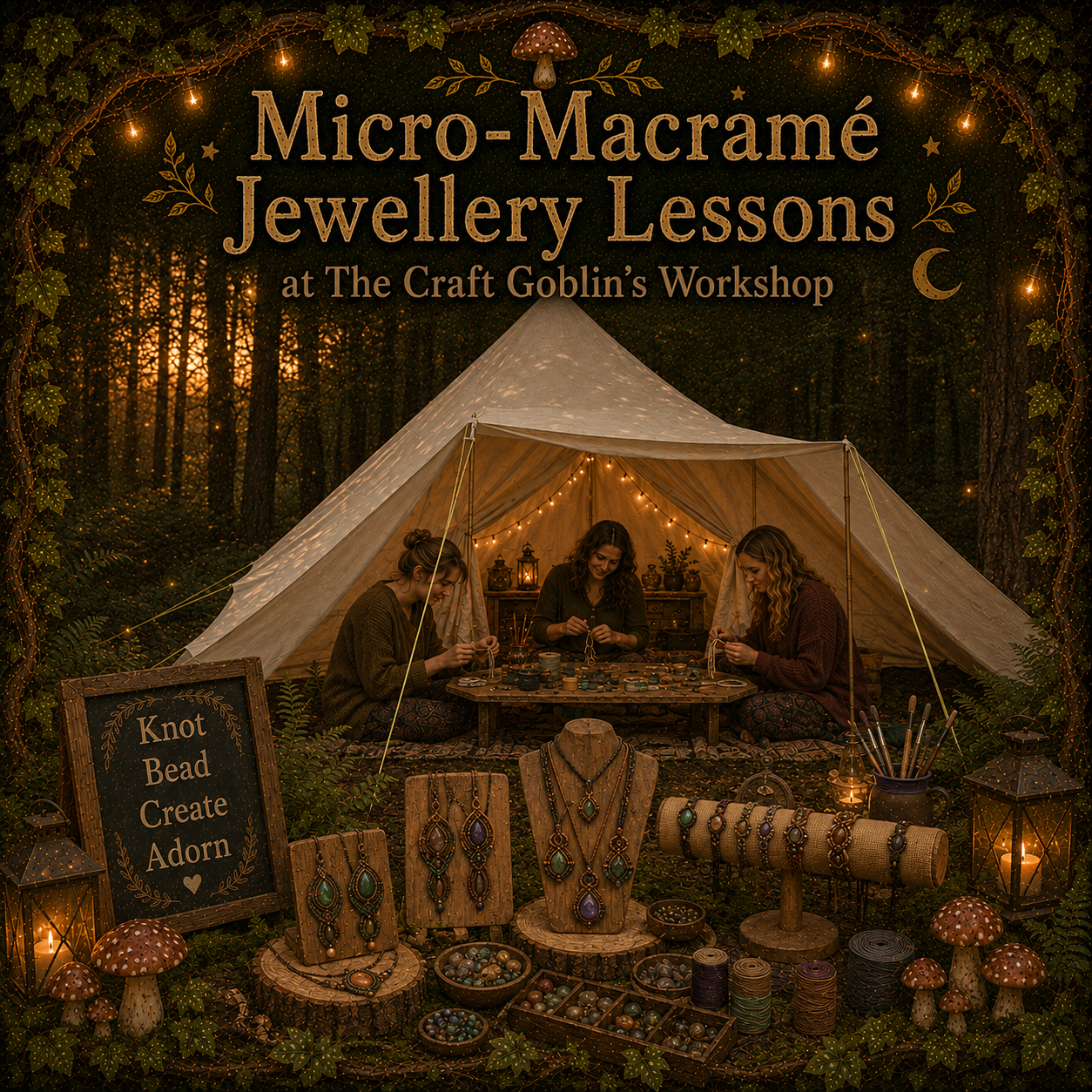 Micro-macrame beaded bracelet workshop artwork