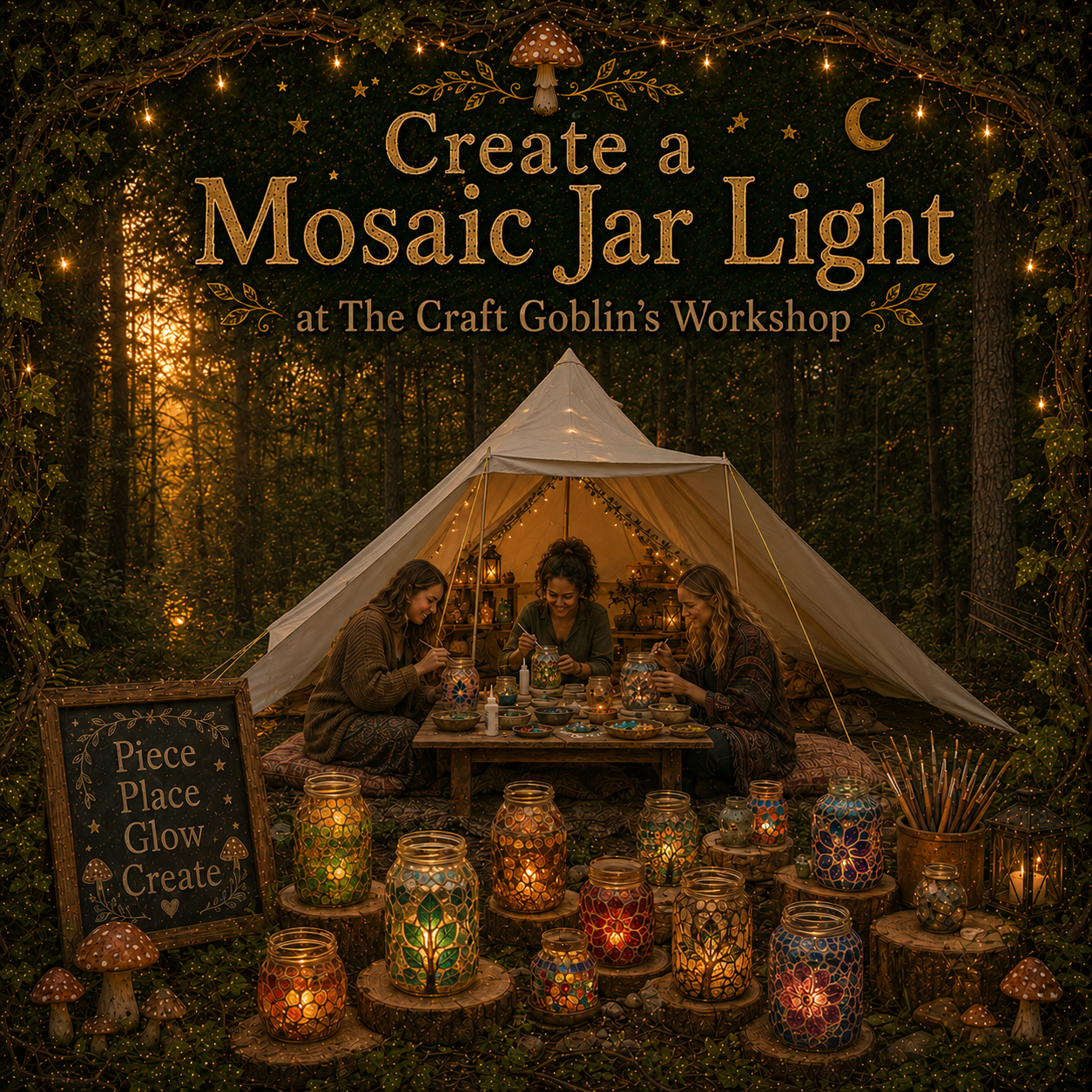 Create a Glass Mosaic Jar Light workshop artwork
